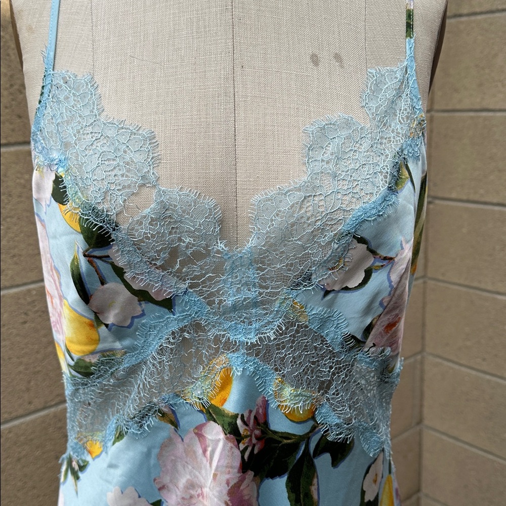VICTORIA’S SECRET | Women’s M Light Blue Lemon Floral Chemise Slip Lace Dress - Picture 6 of 10
